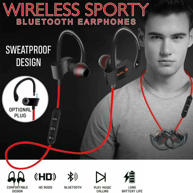 Bluetooth наушники спортивные басы водонепроницаемые беспроводные наушники с микрофоном стерео Bluetooth наушники для Iphone телефона
