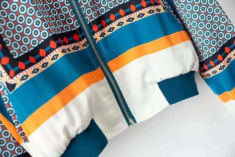 

Autumn and Spring Women's Fashion Print Jacket Coat Baseball Uniform