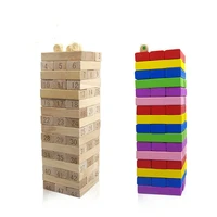 54pcsset wooden tower building blocks toy rainbow domino stacker board game folds high montessori educational children toys