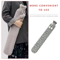 1l hot water bottle extra long christmas hot water bag knitted plush cover rubber hand warmer neck back waist warming supplies