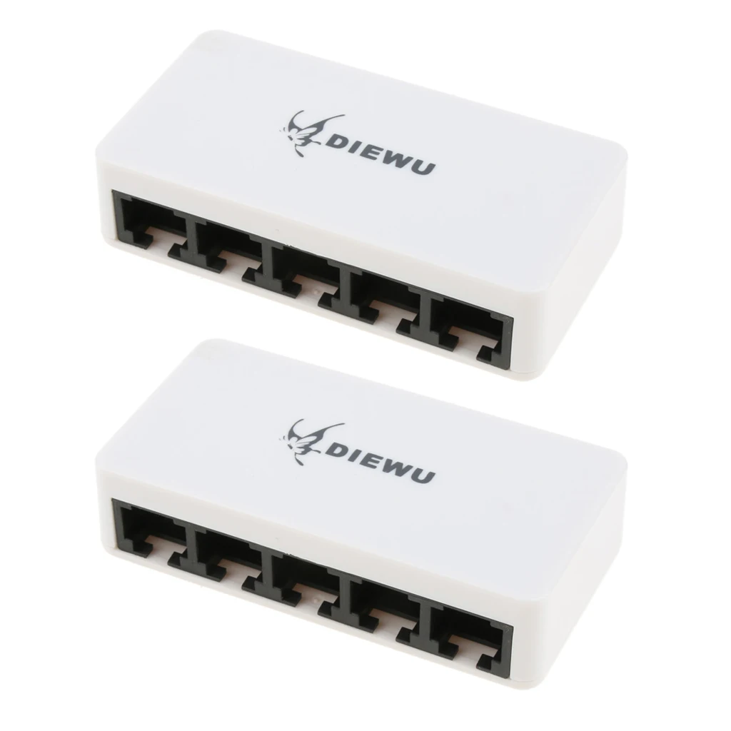 2 шт. 10/100 м 5 портов Блок питания Micro USB Fast Ethernet RJ45 сетевой коммутатор для ПК