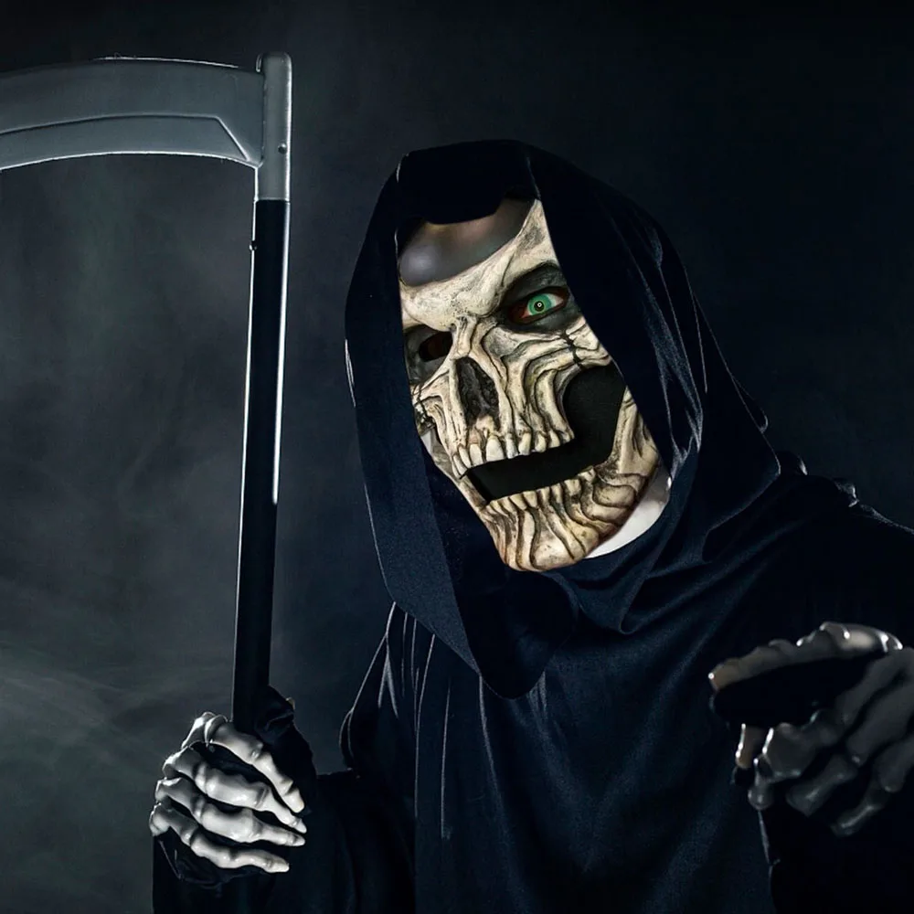 

The Horror Skeleton Mask Cosplay Scary Skull Full Face Halloween Latex Masks Costume Props