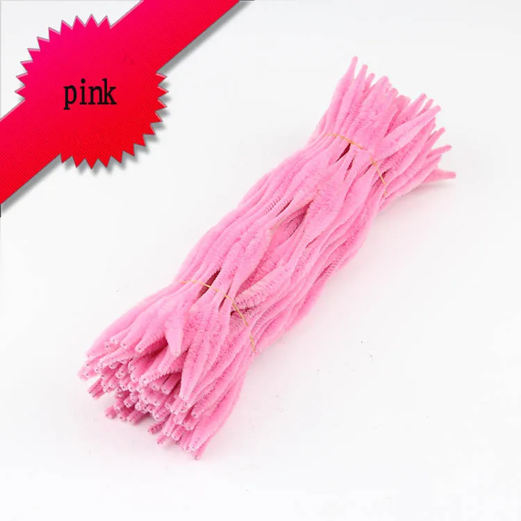 pink 100 шт Красочные гофрированные шенилле Стебли трубы скрученный стержень ручной материал, аксессуары для поделок Детские интеллектуальные игрушки Дети - Цвет: pink