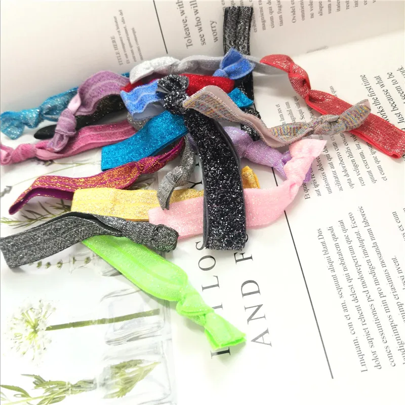 20 штук/упак. блестящие завязанные Галстуки для волос без складок девочек