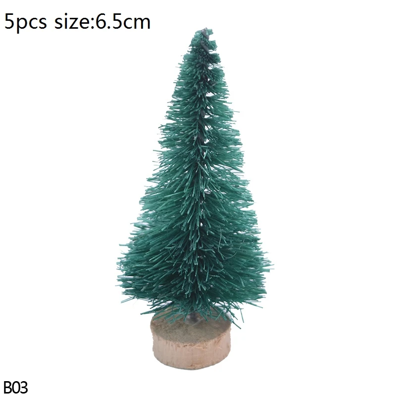 B03-6.5cm-5pcs green Разноцветная белая зеленая искусственная мини-елка для детей DIY Деревянная Рождественская миниатюрная Рождественская елка настольное украшение сосны - Цвет: B03-6.5cm-5pcs green