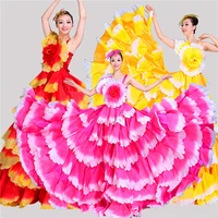 spanish bullfight dress flamenco petal dress flamenco dresses for women belly dance dress skirt long robe ballroom dance wear