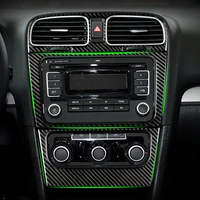 car carbon fiber center control cd panel volume switch cover sticker trim for vw golf 6 mk6 2010 2011 2012 2013