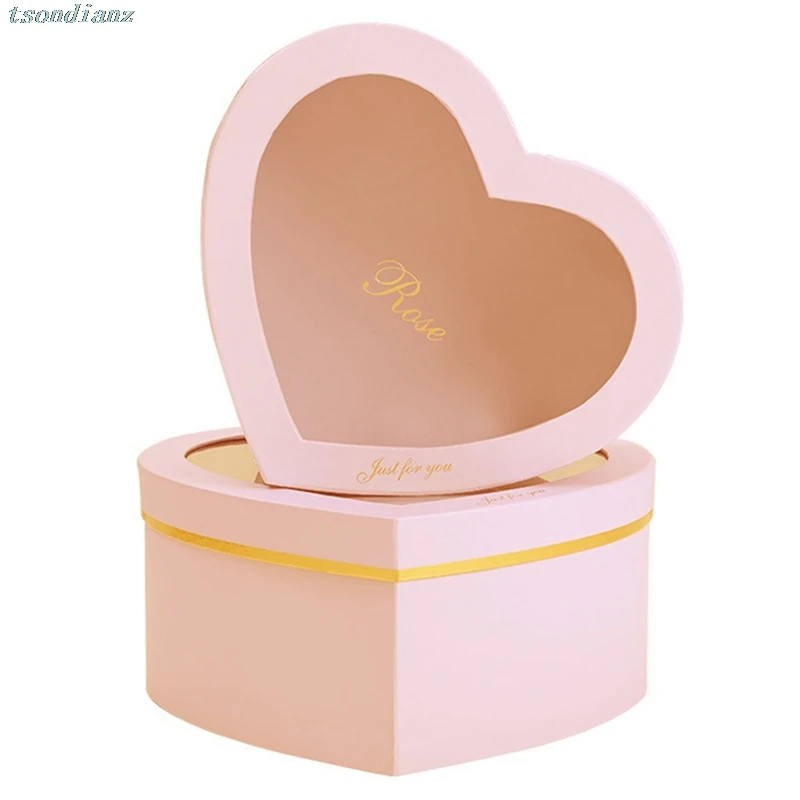 

2021 Hot Heart-shaped Gift Box Florist Packing Flower Foil Gold Wedding Party Mother's Day Christmas Packing Present Box