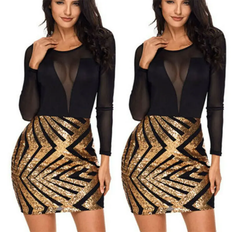 Женское прозрачное Сетчатое платье в полоску с блестками и глубоким v-образным