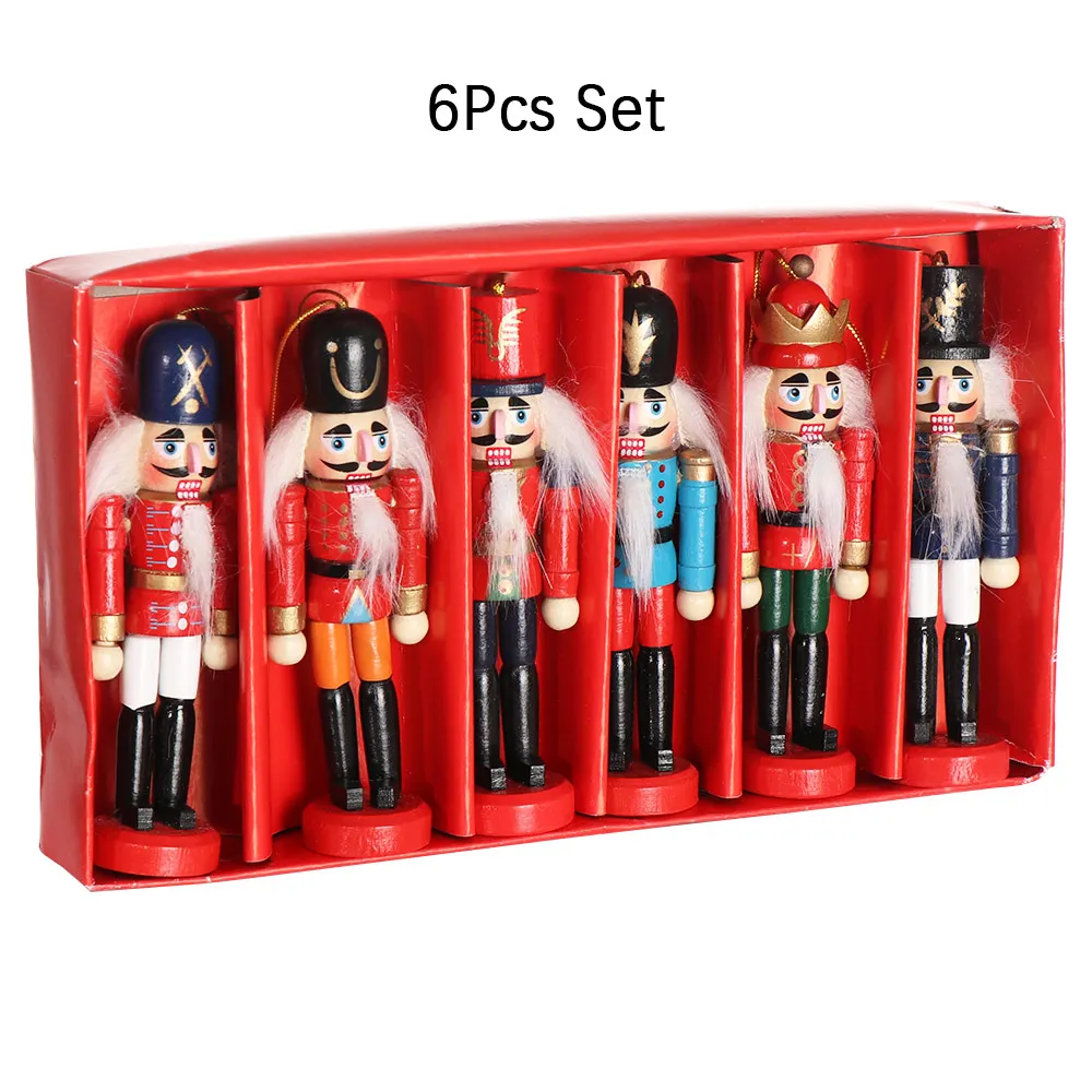 6Pcs Set 6 шт./компл. Изысканный красочный деревянный Щелкунчик ручной работы для друзей подарок для детей рождественский дом офис Домашний декоративный дисплей - Цвет: 6Pcs Set
