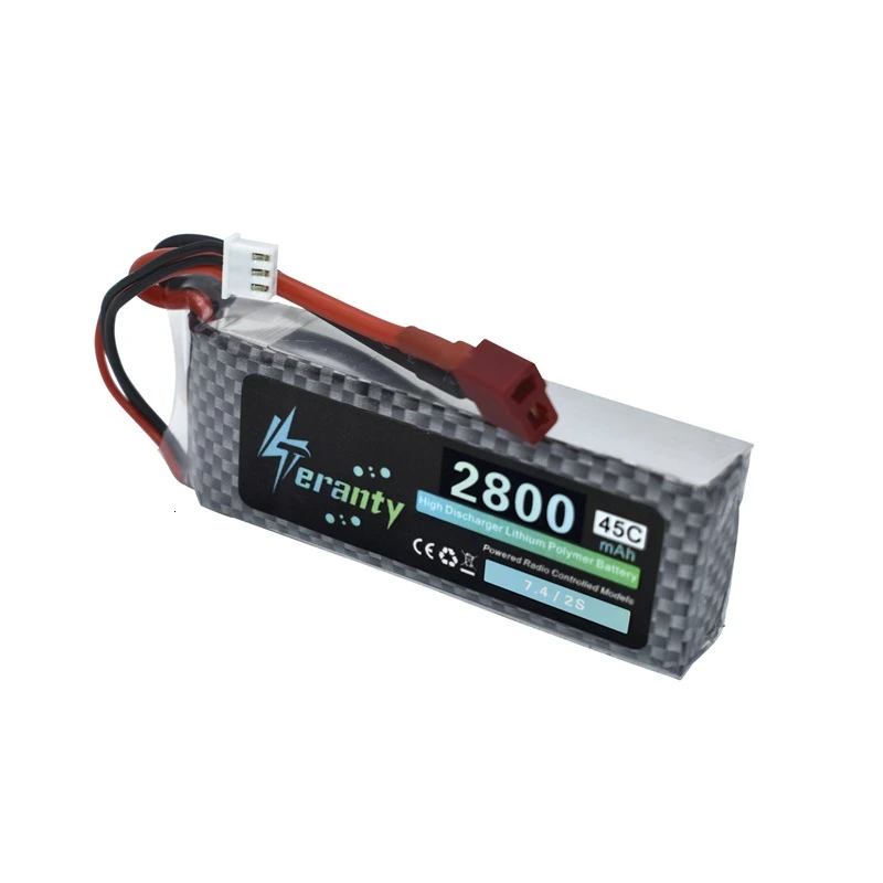 Teranty Power-bater&iacute;a Lipo para Dron de control remoto, pieza de repuesto 2s, 7,4 maH, 2800 v, 2200mah, 7,4 v-3