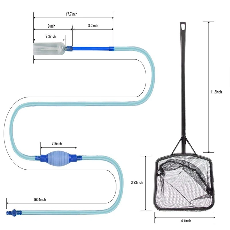 

1 Set Fish Tank Siphon Vacuum Pump Gravel Cleaner Fish Tank Water Changer & 1 Set Unfinished Solid Wooden Rings 5 Size