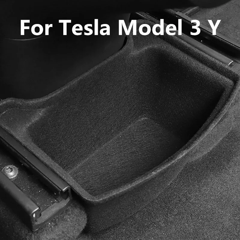 

For Tesla Model 3 Y 2021 Under Central Control Storage Box Flocking Style Organizer Garbage Case Drawer Holder Car Accessories