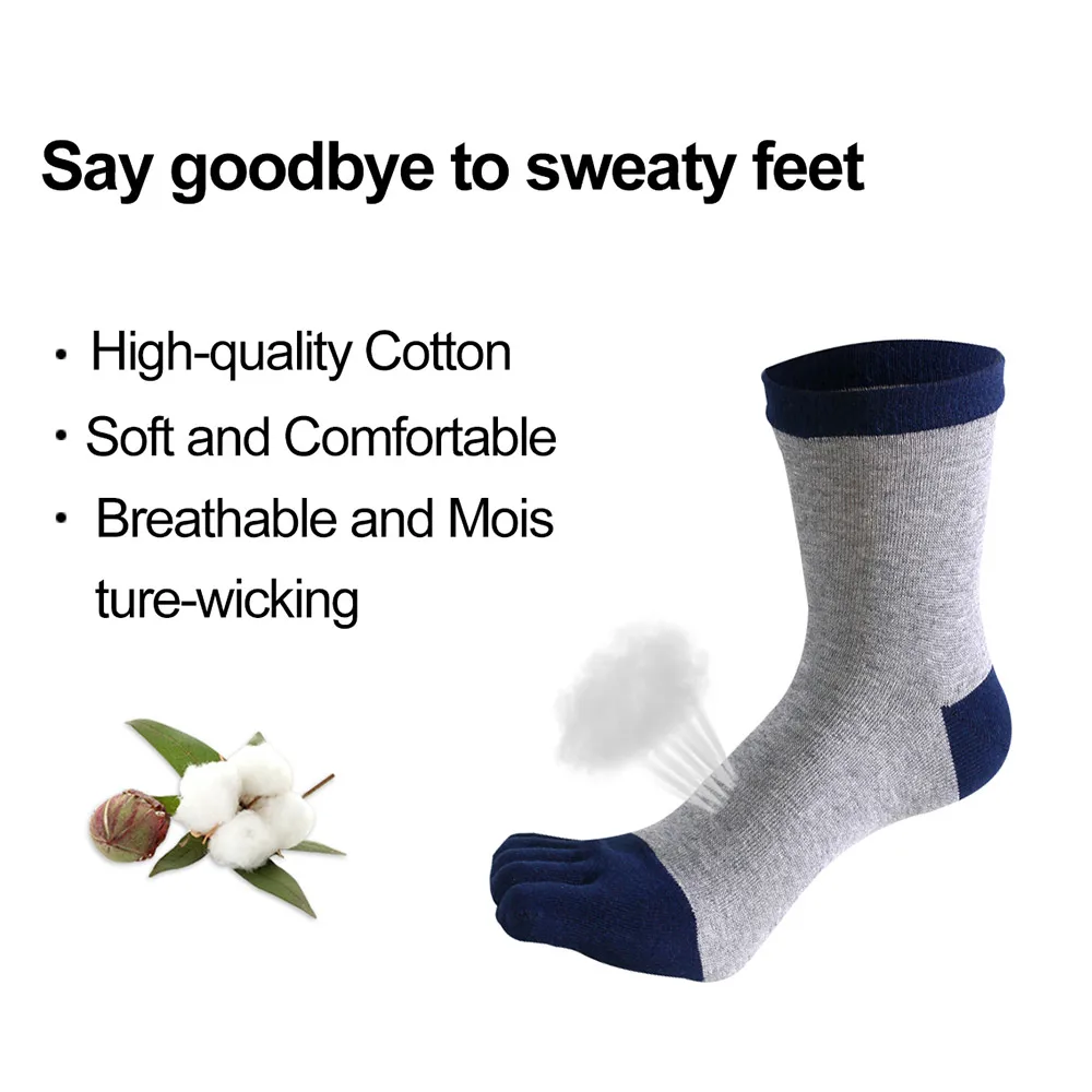 5 Pairs Mans Five Finger Happy Socks Soft Cotton Business Work Socks Street Fashion Anti Friction Casual Socks with Toes Sokken