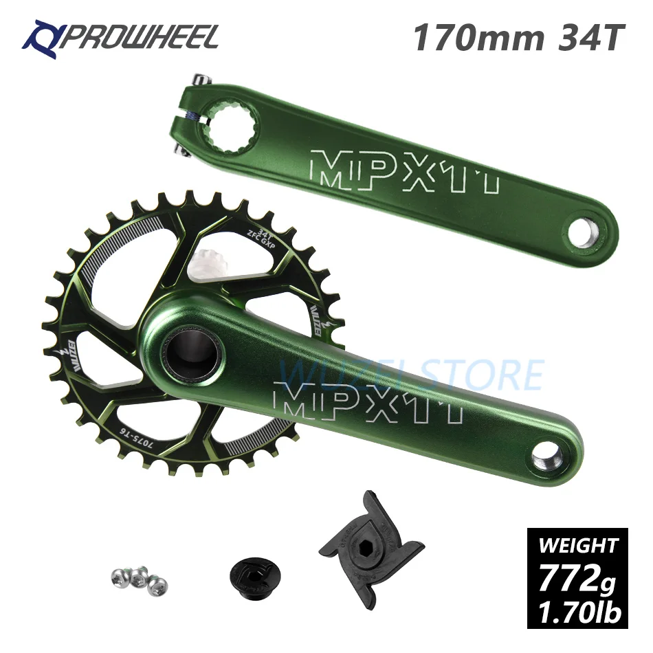 170mm Green 34T PROWHEEL MPX11 шатун для горного велосипеда 170 мм кривошипная Звездочка алюминиевый сплав mtb части велосипеда для SRAM GXP XX1 X9 XO X01 - Цвет: 170mm Green 34T