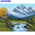 Картина по номерам GATYZTORY 60x75 см, набор сделай сам для рисования Снежной Горы, пейзажа, настенное искусство, Картина на холсте, ручная роспись для творчества