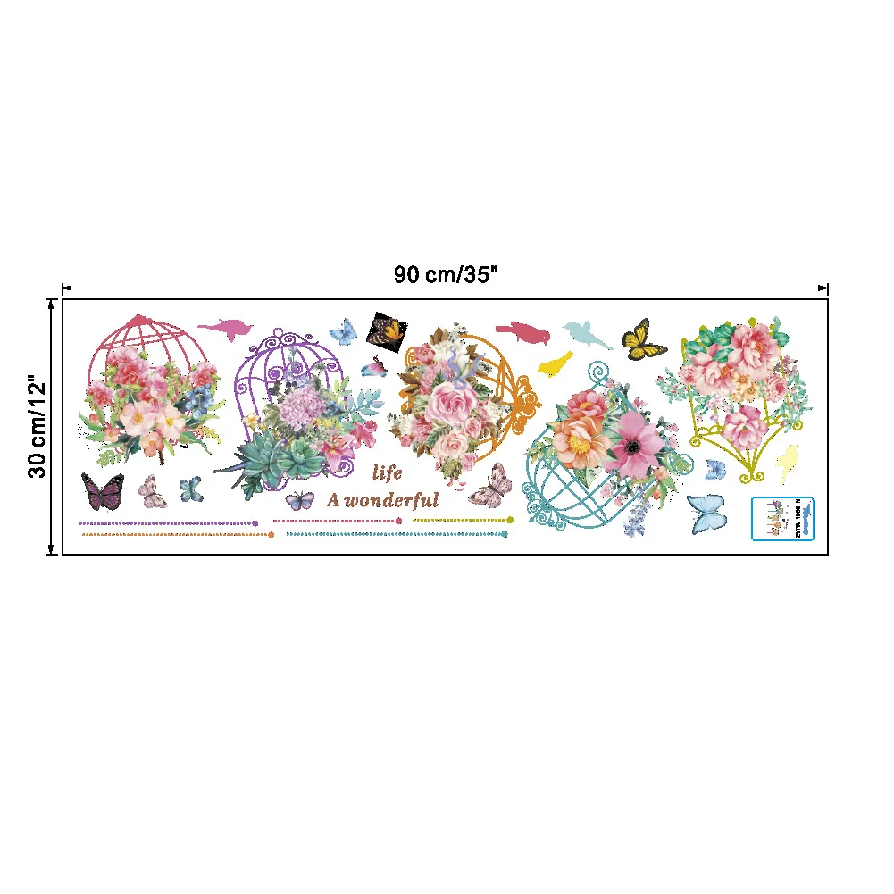Красочные настенные Стикеры для сада растений цветов в гостиную цветок бабочка