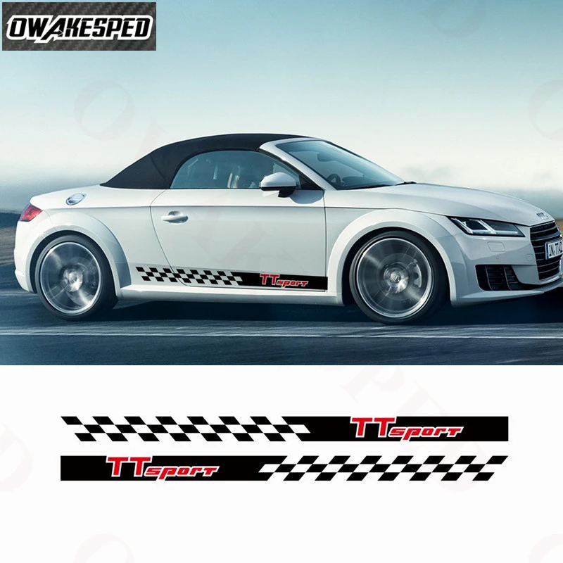 

Racing Lattices Sport Stripes For Audi TT RS Car Door Side Skirt Stickers Auto Body Decor Vinyl Decals Exterior Accessories