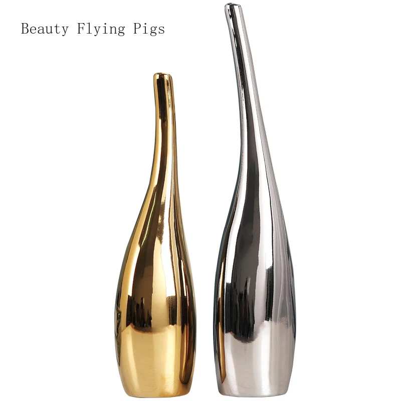 

2Pcs Creative black and white simple ornaments ornaments living room TV cabinet wine cabinet crafts furnishings ceramic art vase