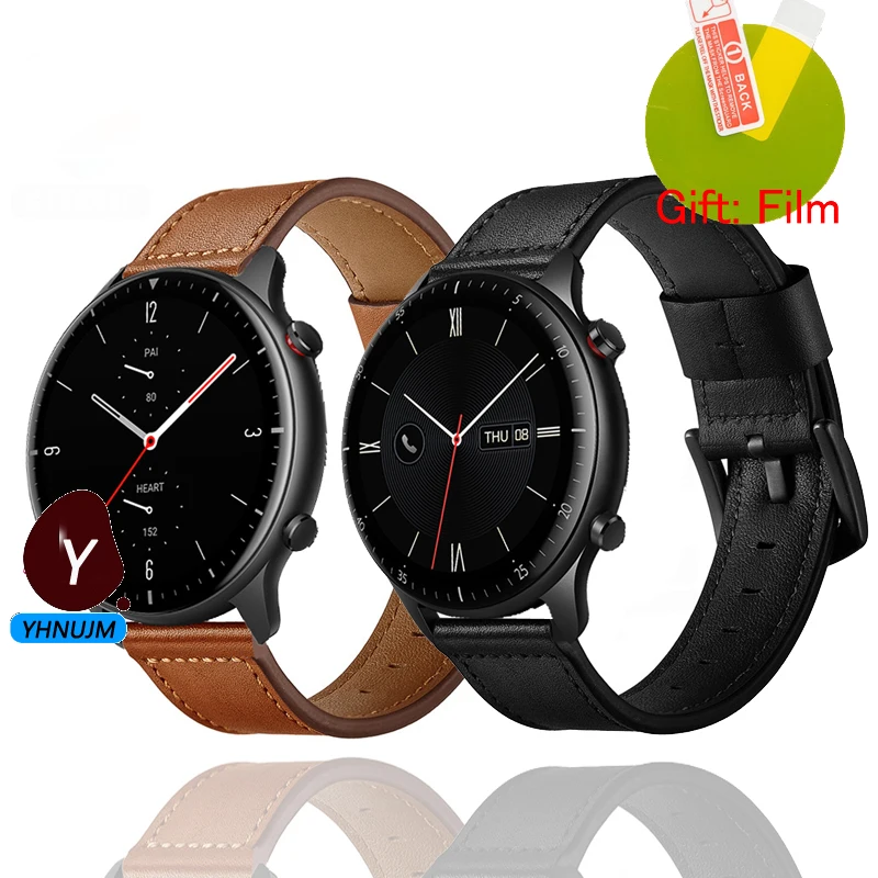 

Ремешок для смарт-часов Huami Amazfit GTR 2 eSIM, кожаный спортивный ремешок для xiaomi amazfit GTR 2 eSIM/GTR 2, защита экрана