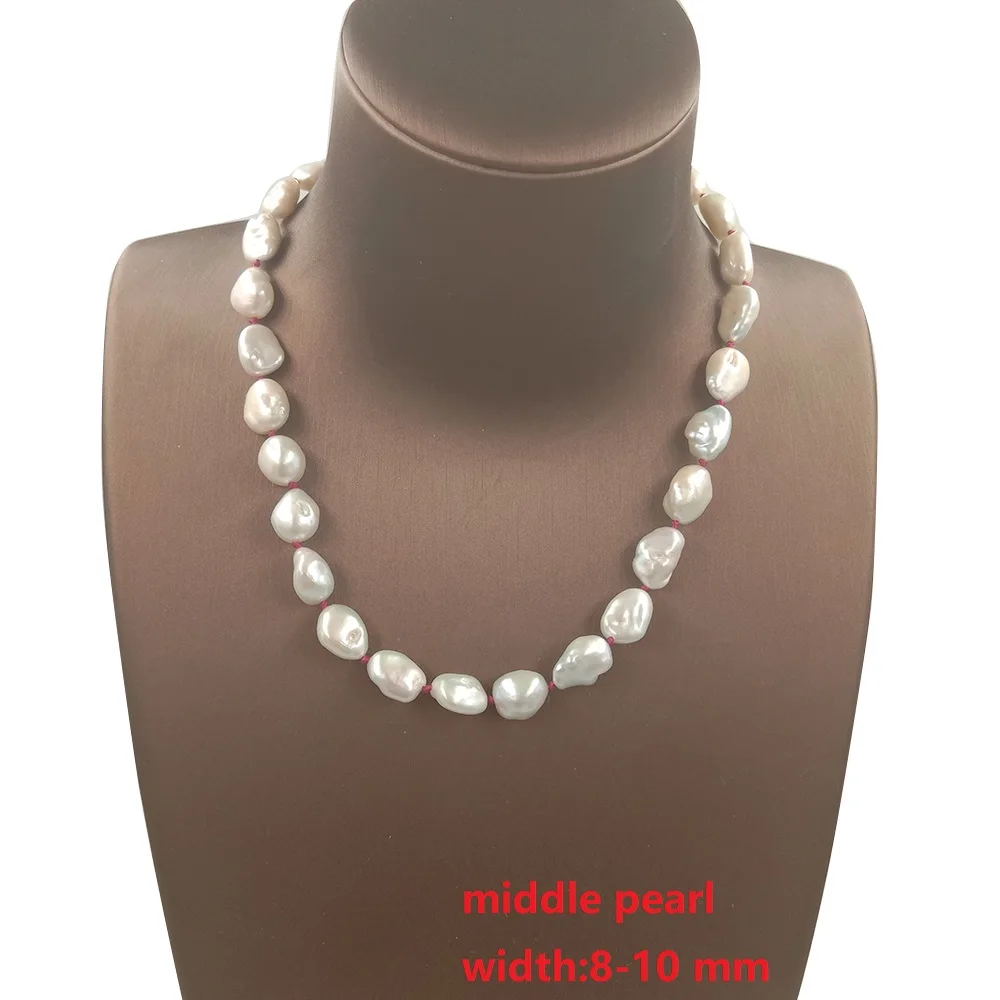 middle pearl 30-54 см натуральный пресноводный жемчуг ожерелье, барокко жемчужный чокер, колье с красивой застежкой, 7-14 мм, цветная нить OEM Добро пожаловать - Окраска металла: middle pearl