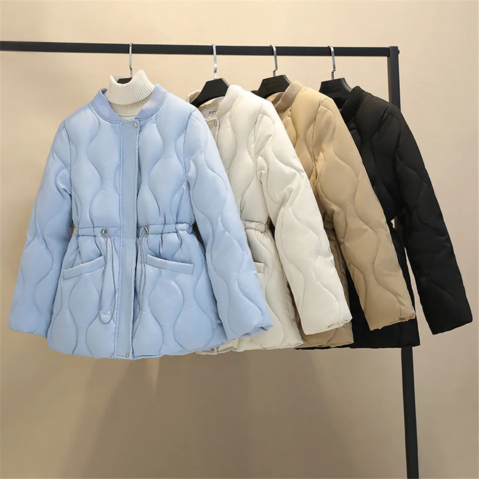 

Winter Casual Short Parka Coat Ladies Outerwear Fashion Thin Light Jacket Coats Women Loose Solid Cotton Padded Jackets Female