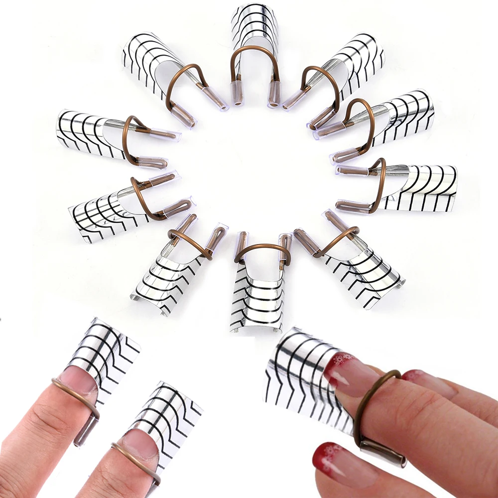 

10 шт., многоразовые Алюминиевые наклейки для наращивания ногтей