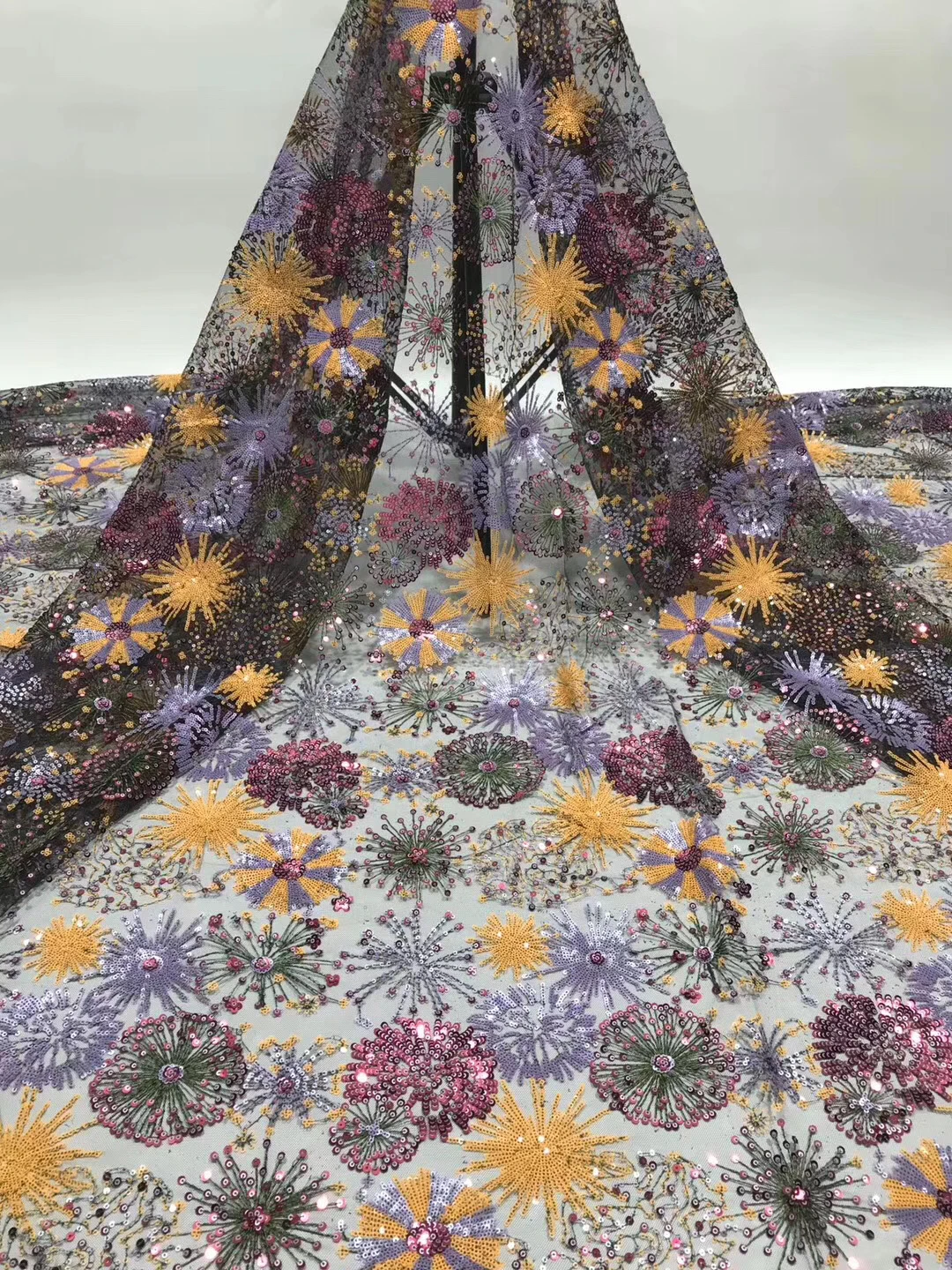 

Африканская кружевная ткань с блестками 2020 высокое качество кружева нигерийская французская сетчатая Тюлевая кружевная ткань Дамское Пла...