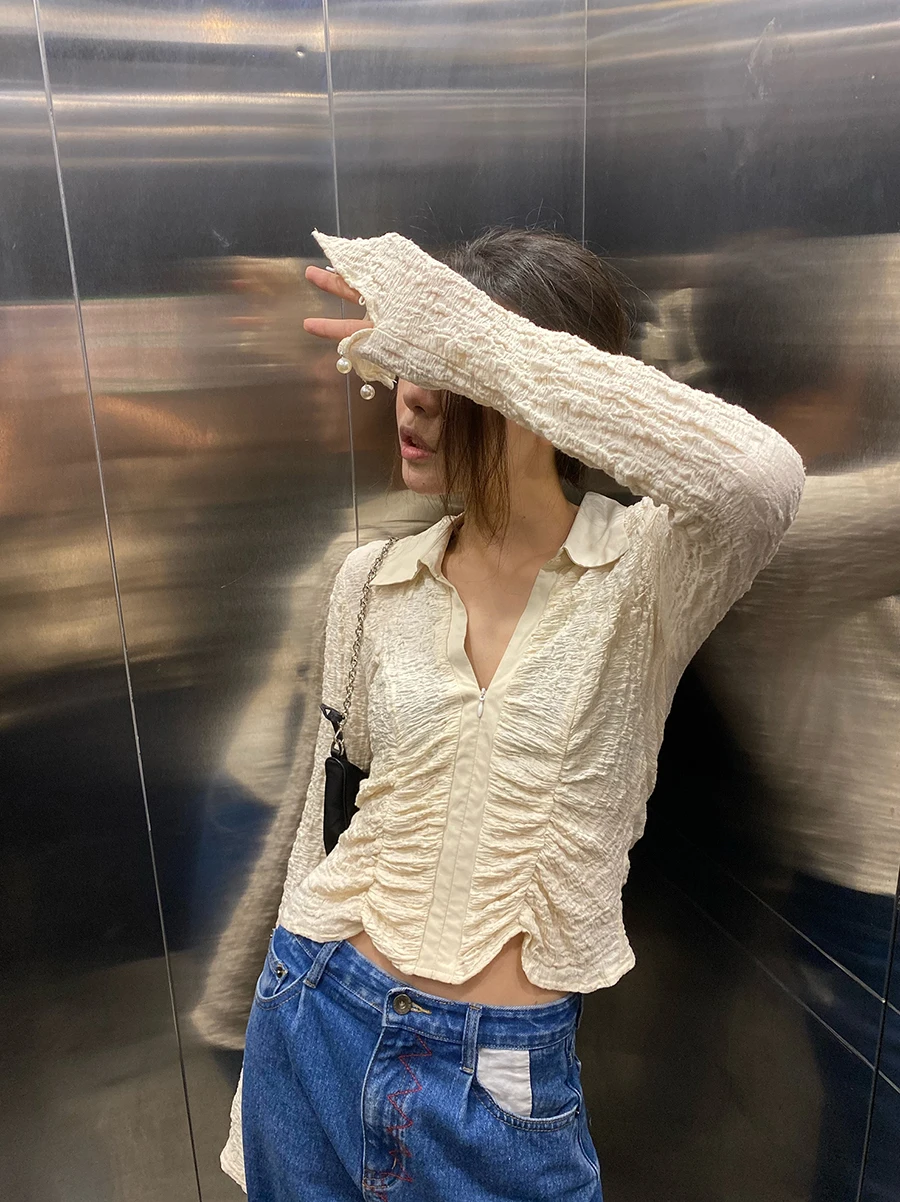 Кроп-топ женский с глубоким V-образным вырезом пикантная Облегающая рубашка