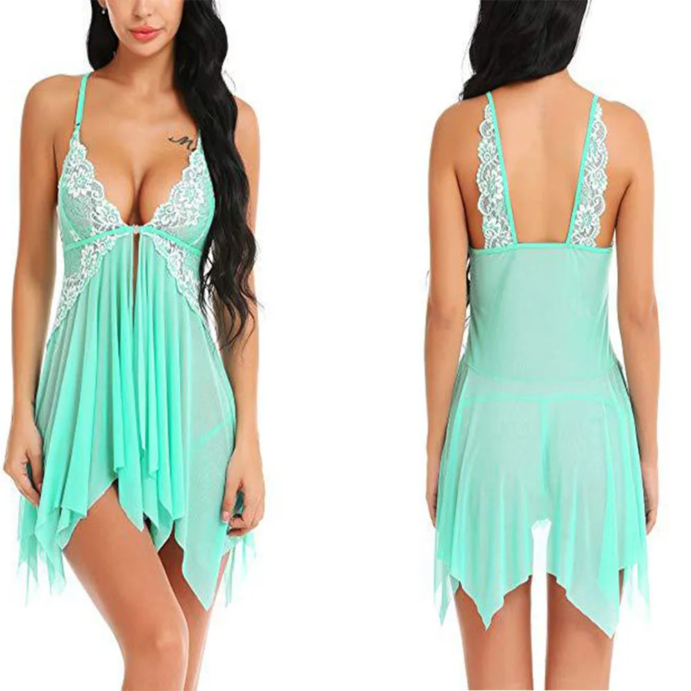 Женское нижнее белье кружевная ночная рубашка с треугольным вырезом DJ003 | Женская