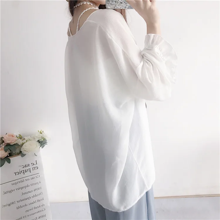 

Cute Women's Solid Loose Trousers+White Lantern Sleeve/Hollow Out Cardigan+Sweet Chiffon/Knitted Hollow Out Halter Tops Summer