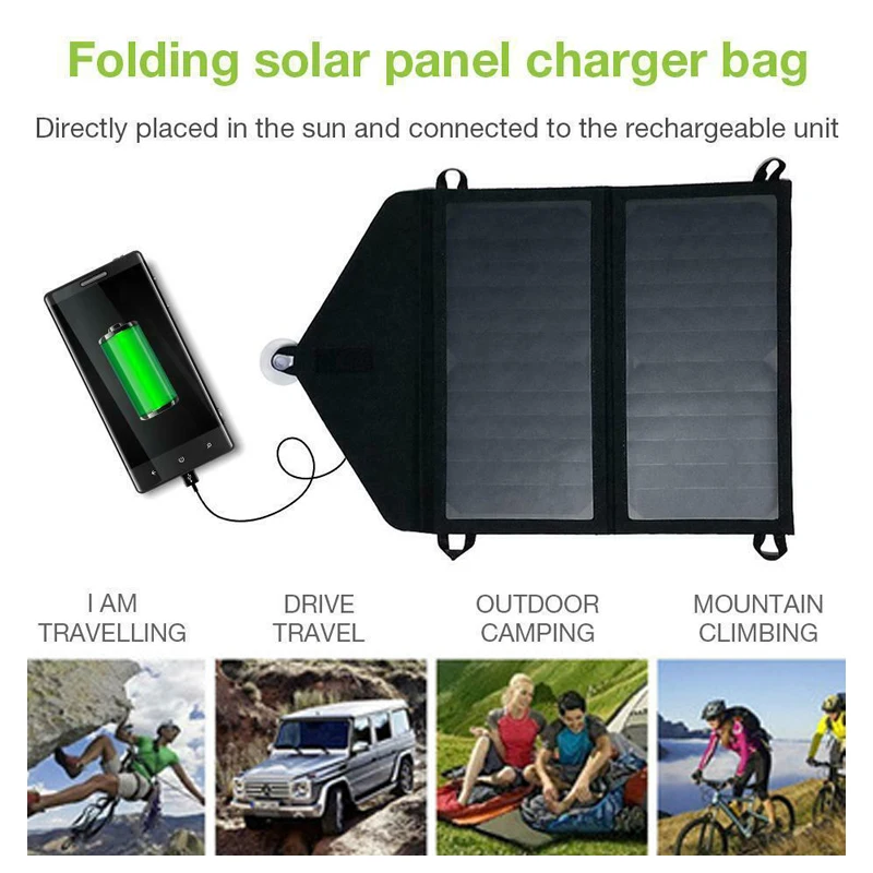 

20W Solar Folding Bag Portable USB Battery Charger Power Pack Solar Charging