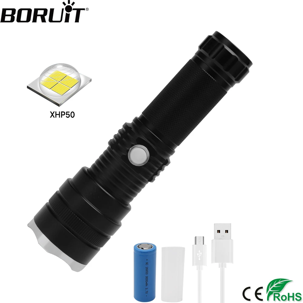 Светодиодный фонарь BORUiT C9 высокой мощности XHP50 2000 лм с 3 режимами масштабирования