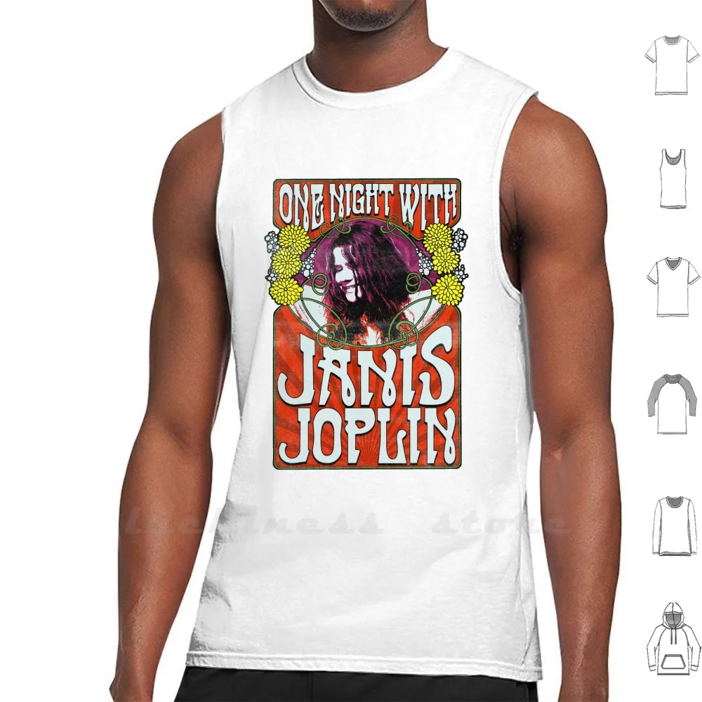 

One Night With Janis Joplin Tank Top Cotton Vest Sleeveless Men Women Janis Lyn Joplin Rock Soul Blues Singer Joplin Janis