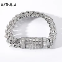 mathalla new 17mm square zircon cuban chain bracelet ice cube zircon glittering mens hip hop bracelet mens jewelry gift