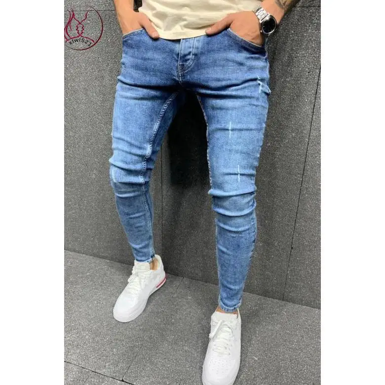 

2 colors plus size retro men boyfriend jeans men tight mens patchwork men's tight streetwear street stretch bleu gray clothing