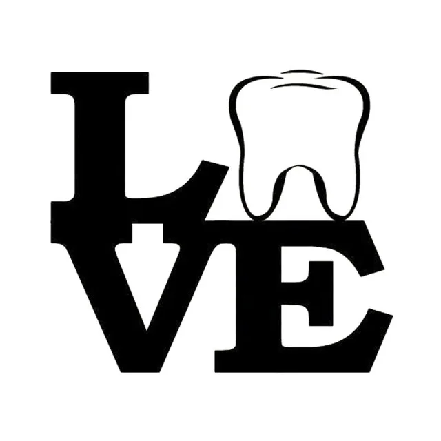 

Оригинальная виниловая наклейка с надписью LOVE Tooth, черная/Серебристая Наклейка для автомобиля, Стайлинг автомобиля, 15,6x13,8 см