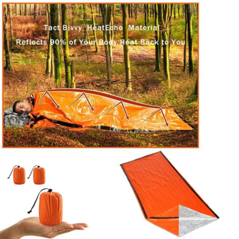 Outdoor Life Bivy Emergency Sleeping Bag Thermal Keep Warm Waterproof Mylar First Aid Blanke Camping Survival Gear | Спорт и