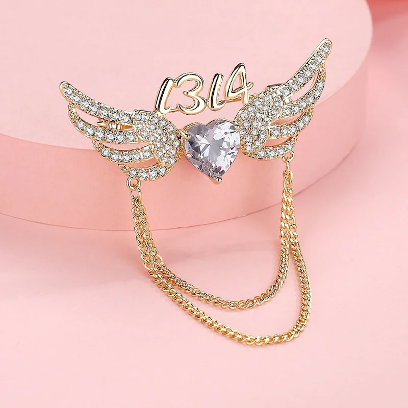 

Angel Wings Enamel Brooch Valentine's Day Gift 2021 Sparkling Jewelry Gift Feather Designer Brooch
