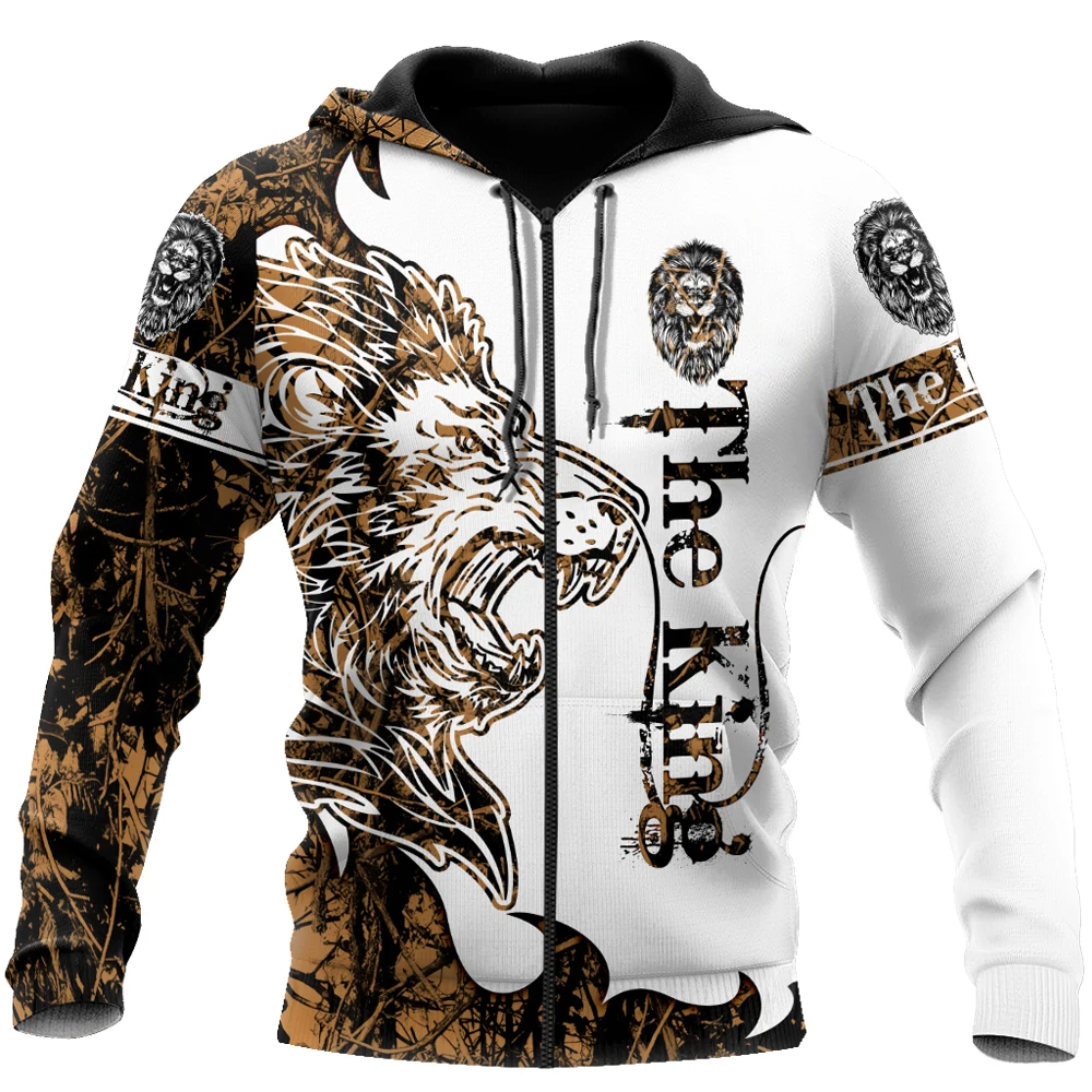 

Autumn fashion brand hoodies the lion tattoo 3d all printed unisex men's sweater zip pullover casual jacket
