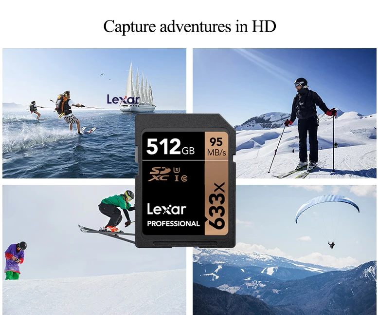 Профессиональные карты Lexar 633x512 ГБ SDXC карта памяти для камеры высокая скорость 512