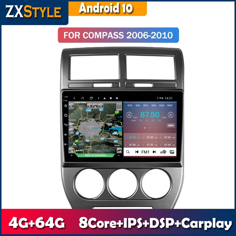 

9 Inch Full Touch Screen Android 10 Car Radio Multimedia Player For Jeep Compass 2006-2010 GPS Navigation