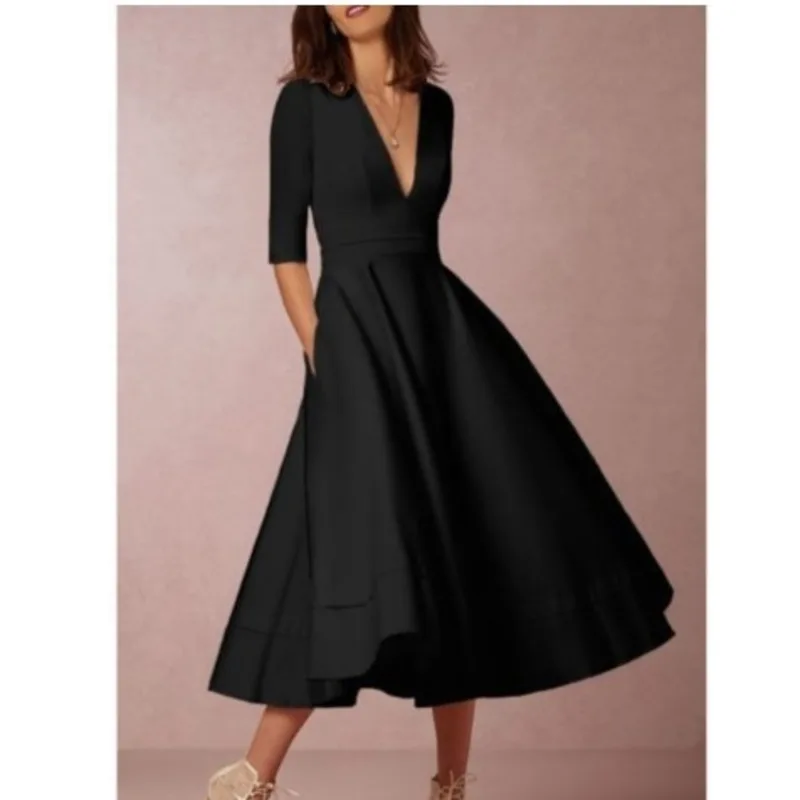 

Deep V Neck Sexy Party Dresses For Women White Elegant Office Summer Dress Maxi Oversize Vintage Vestido Fiesta Mujer Robe Femme