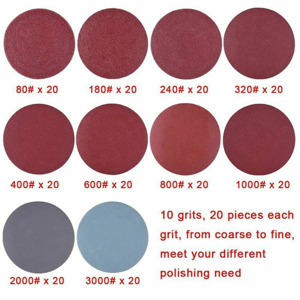 

200Pcs Sanding discs 50mm 2 Inch Sander Disc 80-3000 Grit Paper Polish Pad