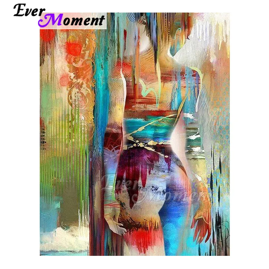 

Ever Moment Diamond Painting Full Square Drill Mosaic Woman Colorful Back Diamond Embroidery Home Decoration ASF1981