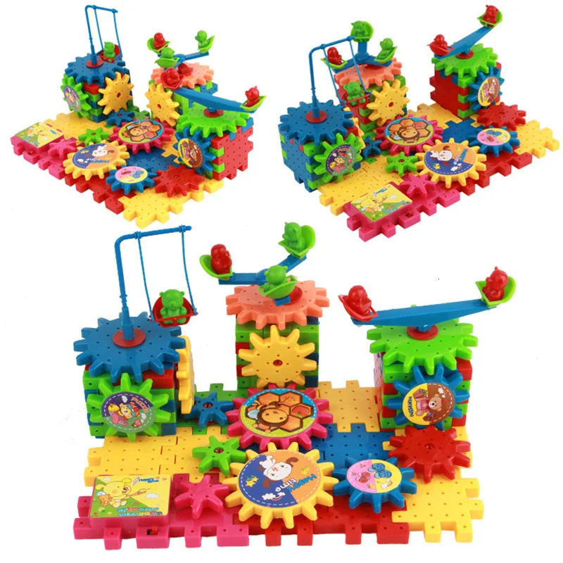 

81Pcs/Set Electric Assembly Building Blocks Jigsaw Educational Toys For Children 3D Gears Model Building Kit Plastic Brick Gifts