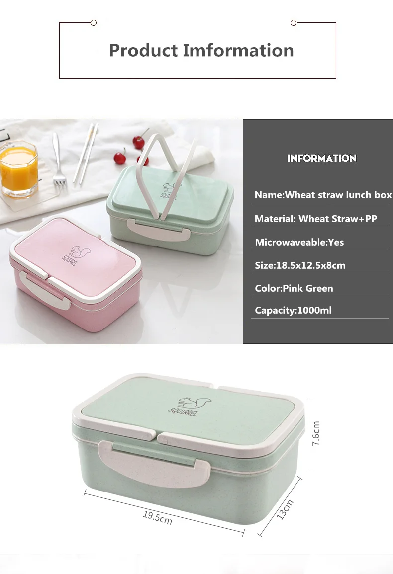 Герметичный Ланч-бокс Bento для детей, школьный контейнер для еды, японская коробка бэнто для микроволновой печи, пшеничная соломенная детская коробка для ланча