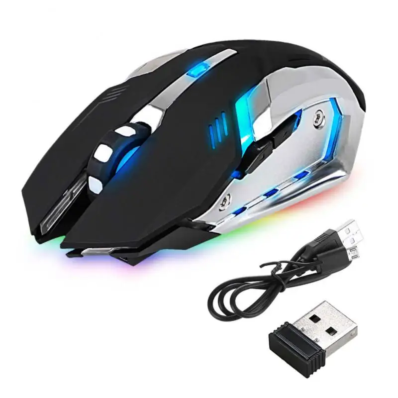 

Rechargeable Gaming Mouse Wireless LED Backlight USB Optical Ergonomic Mouse 1600DPI Adjustable 6 Buttons Both-handed Mause