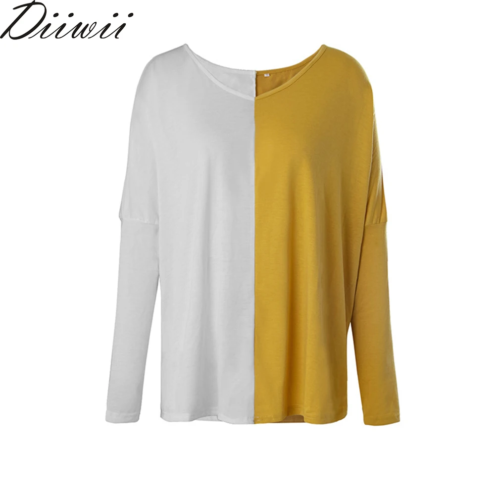 

DiiWii Womens Blouse Contrast Color Long Sleeve T Shirt Hot Style Autumn Winter