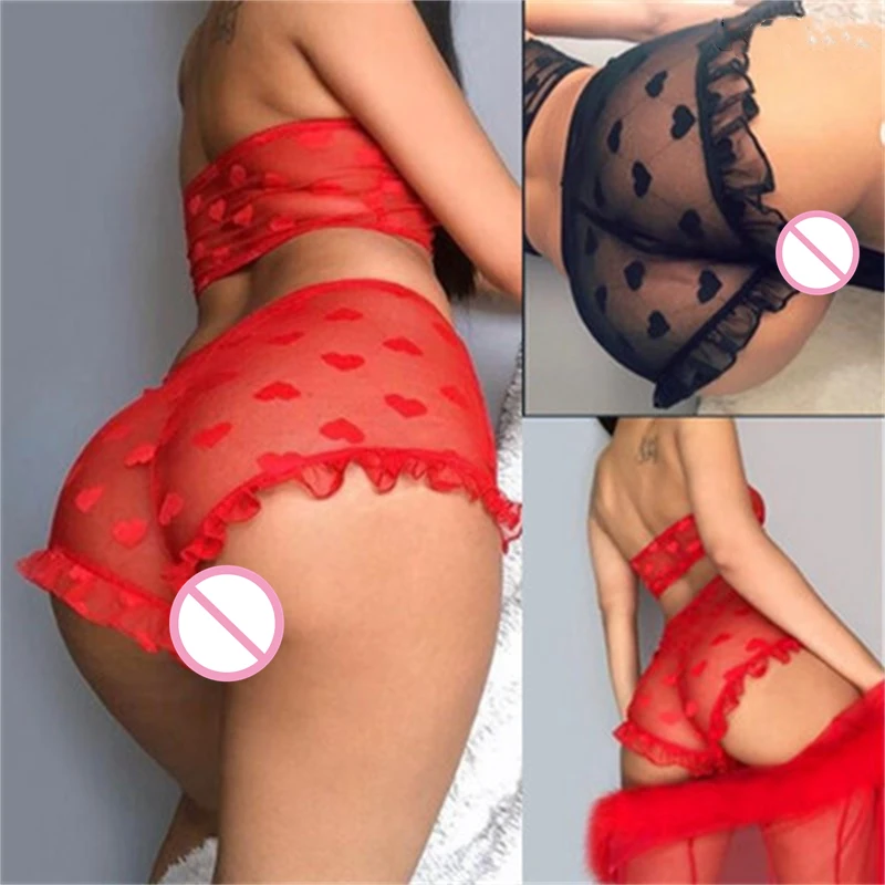 Горячие сексуальные женские Кружева Тюль наборы Любовь Сердце шаблон сетки топ